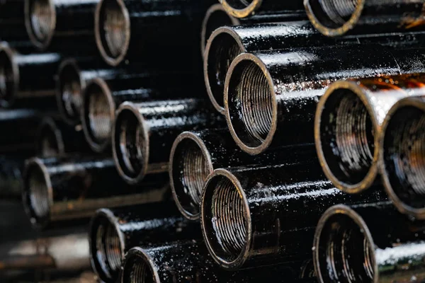 Tubo Perfuração Plataforma Tubulação Equipamento Óleo Indústria Petróleo Gás Trabalho — Fotografia de Stock