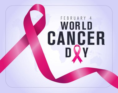 1-7 nisan kanserle sava haftasi, kanser gunu Çeviri: 4 Şubat, dünya kanser günü. Yaratıcı tebrik kartı tasarımı, dünya sağlıklı kavramı, illüstrasyon şerit afiş. Grafik vektör için şablon.