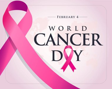 1-7 nisan kanserle sava haftasi, kanser gunu Çeviri: 4 Şubat, dünya kanser günü. Yaratıcı tebrik kartı tasarımı, dünya sağlıklı kavramı, illüstrasyon şerit afiş. Grafik vektör için şablon.