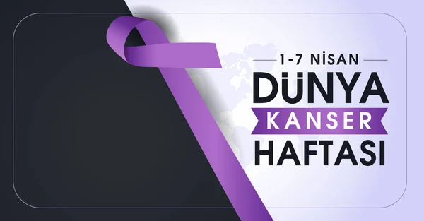 1-7 nisan kanserle sava haftasi, kanser gunu Çeviri: 4 Şubat, dünya kanser günü. Yaratıcı tebrik kartı tasarımı, dünya sağlıklı kavramı, illüstrasyon şerit afiş. Grafik vektör için şablon.