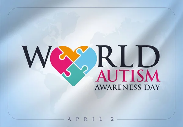 2 Nisan Dunya Otizm Farkindalik Gunu. Traducción: Día Mundial del Autismo. Puzzle cinta signo de diseño de vectores. Símbolo del autismo . — Vector de stock