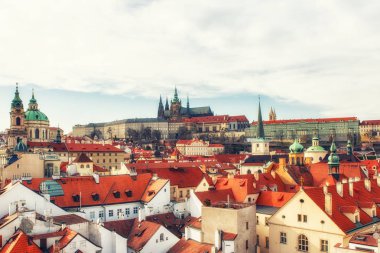 Prague, Çek Cumhuriyeti - Nisan 04: Prag Kalesi ve St. Vitus'ın Katedrali