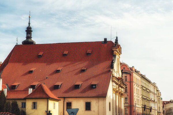 Prague, Czech Republic - April 04: Red Roofs at the historical city centre