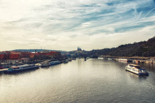 Prague Repubblica Ceca Aprile Una Pittoresca Vista Sul Ponte Svatopluk — Foto Stock