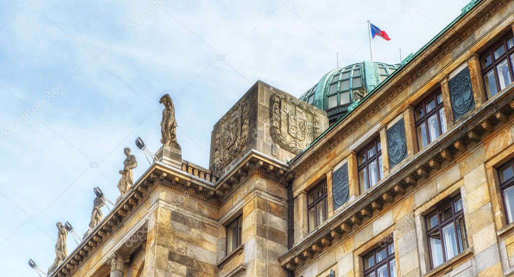 Prague, Czech Republic, 04 April 2018: Ministry of Industry and Trade of the Czech Republic. View against sky