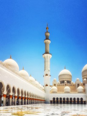 Abu Dhabi, Birleşik Arap Emirlikleri - 20 Haziran 2018: Sheikh Zayed Camisi Abu Dhabi detay