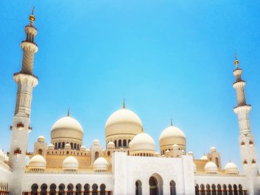 Abu Dhabi, Birleşik Arap Emirlikleri - 20 Haziran 2018: Şeyh zayed Camisi, abu dhabi, BAE, Orta Doğu, açık ateş