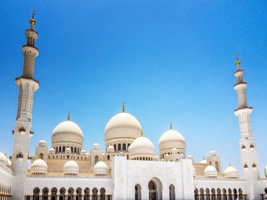 Abu Dhabi, Birleşik Arap Emirlikleri - 20 Haziran 2018: Şeyh zayed Camisi, abu dhabi, BAE, Orta Doğu, açık ateş
