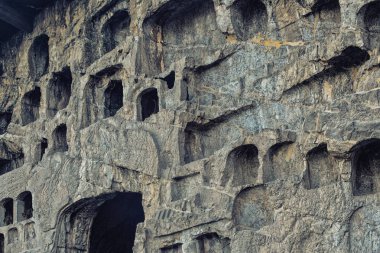 Luoyang, Hernan, Çin-Aralık 25,2017: Longmen mağarasını Çin'deki üç büyük mağara Tapınağı toplulukları biridir.
