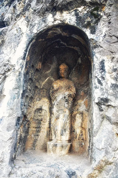 Luoyang Hernan Čína Prosinec 2017 Vyřezávané Buddhy Jeskyně Longmen Dragon — Stock fotografie