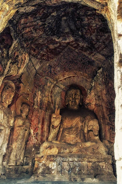 Luoyang Hernan Čína Prosinec 2017 Rock Cut Socha Znázorňující Buddha — Stock fotografie