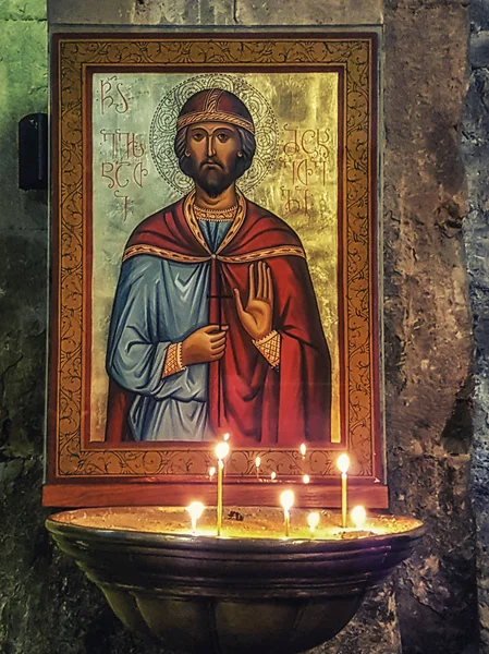 Mtskheta Georgia Aprile 2017 Vecchia Icona Sulla Parete Della Cattedrale — Foto Stock