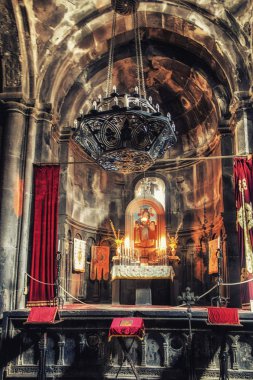 Kotayk, Ermenistan-10 Nisan, 2017: Antik Geghard Manastırı, Ermenistan