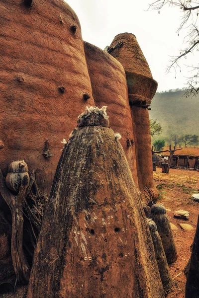 Plumas Pollo Huesos Animales Cubren Santuario Dedicado Los Antepasados Ghana — Foto de Stock