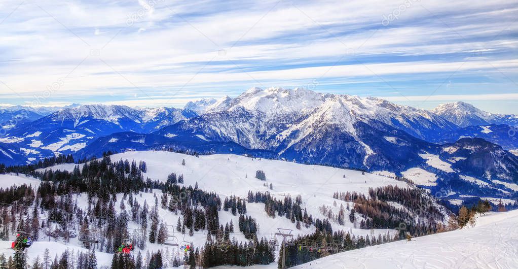 ski slope on dachstein austrian alps