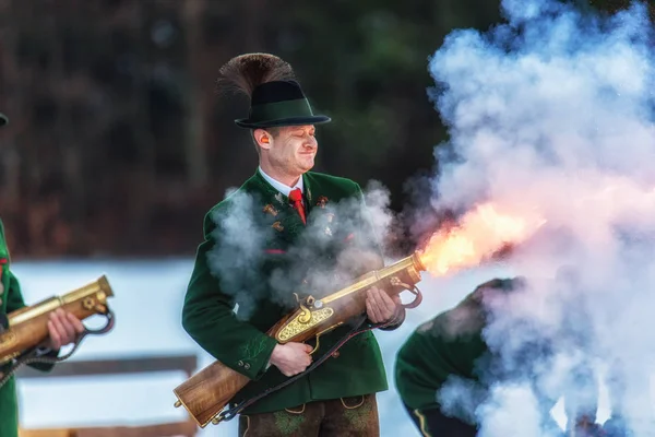 Bad Ischl Austria Diciembre 2017 Disparos Celebración Realizados Por Los — Foto de Stock