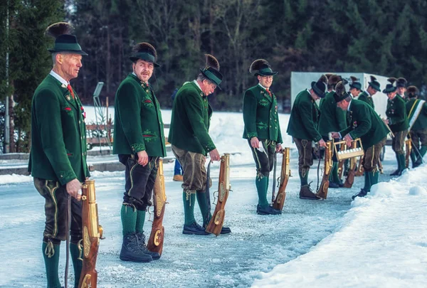 Bad Ischl Áustria Dezembro 2017 Tiroteio Comemorativo Realizado Pelos Atiradores — Fotografia de Stock