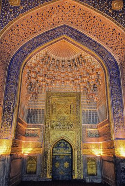 Tilya-Kori medrese Registan Meydanı Semerkant'a - Özbekistan iç