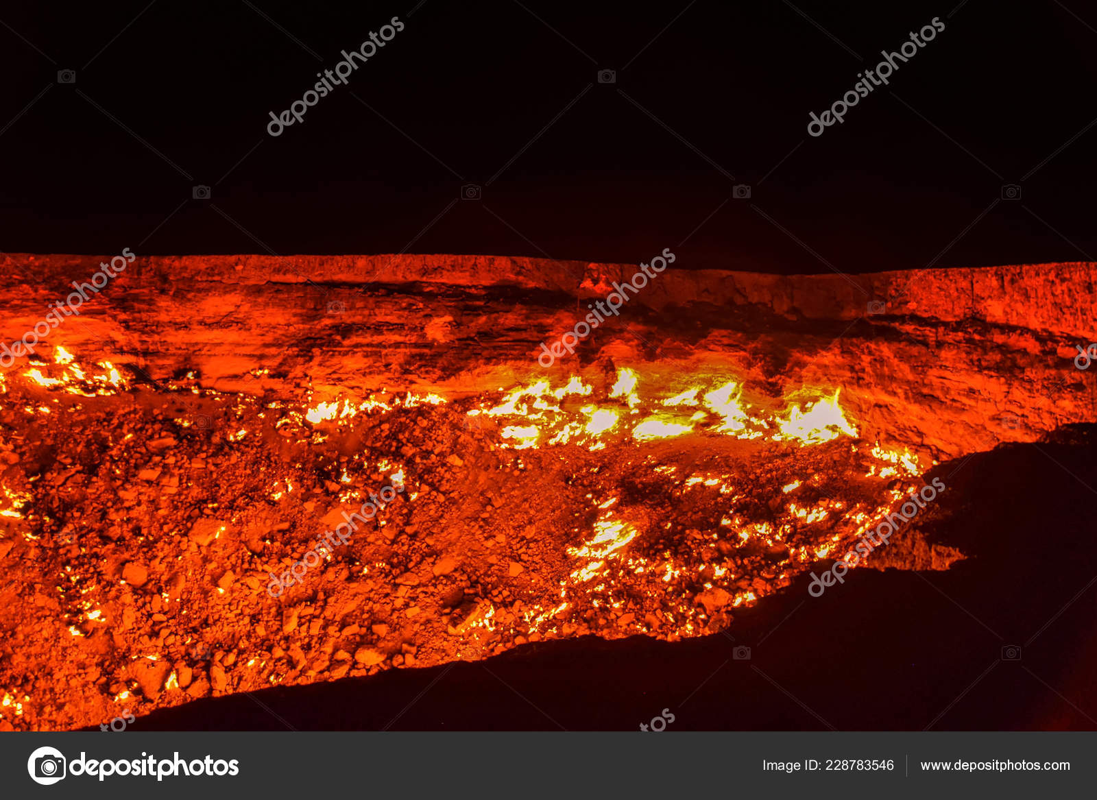 Derweze Darvaza Aka Door Hell Huge Crater Burning Natural