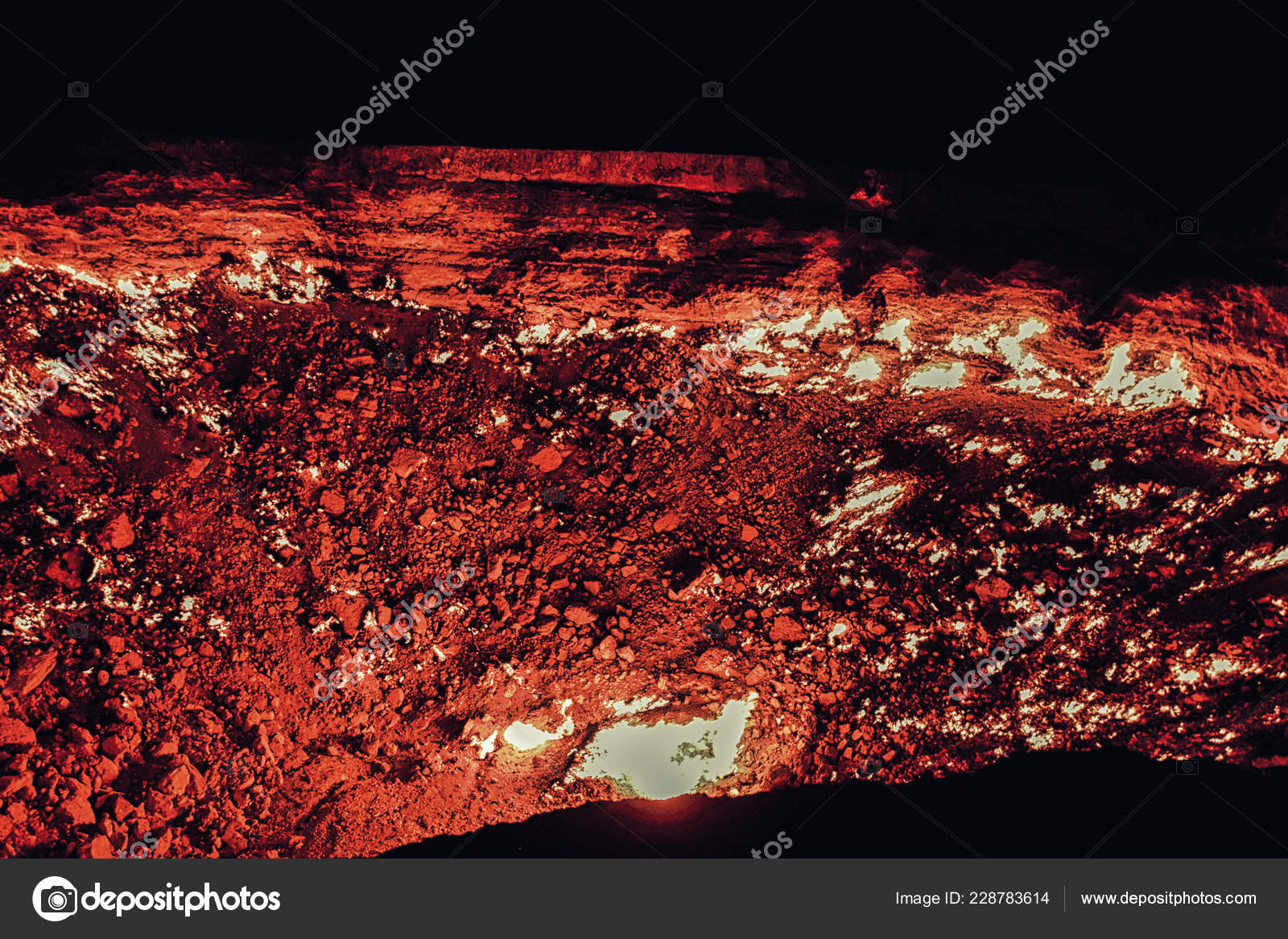 Derweze Darvaza Aka Door Hell Huge Crater Burning Natural Gas
