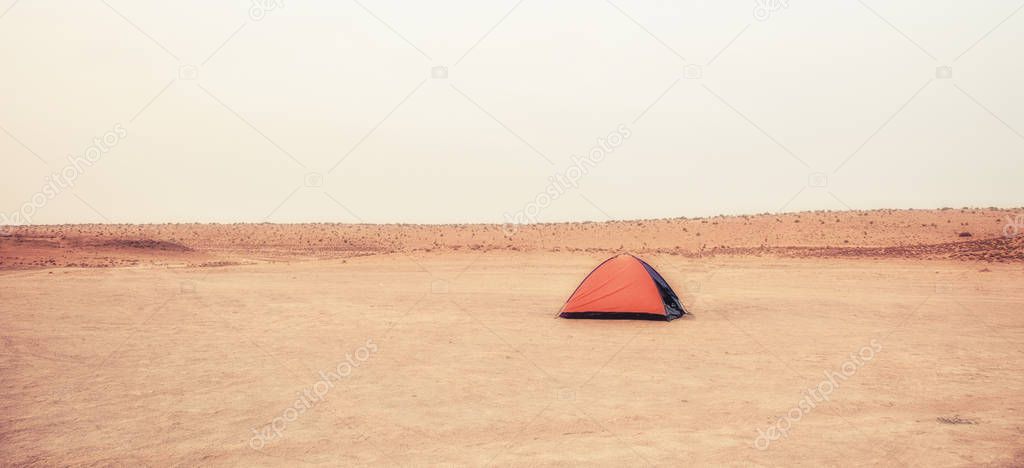 Tents at base camp by Darvaza Gas Crater, The Gate of Hell
