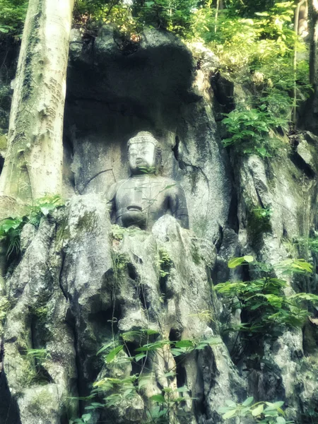 Grutas Feilai Feng Com Belas Esculturas Pedra Budista Chama Pico — Fotografia de Stock