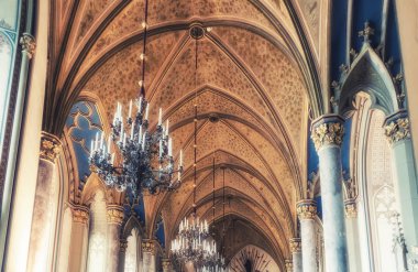 Hechingen, Almanya 17 Ağustos 2018: İç ünlü Hohenzollern Kalesi.