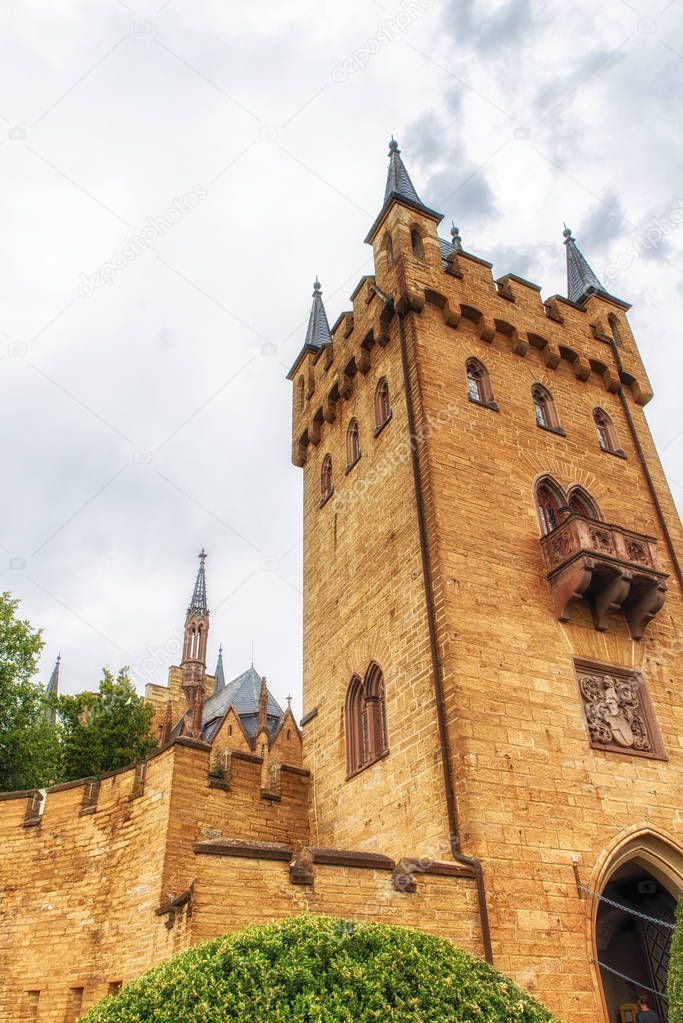 A castle tower at the Hohenzollern Castle, the residence of the former royal family of German Empire