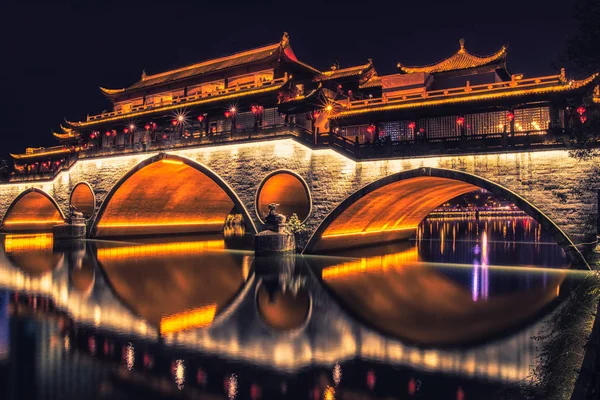 Eyalet Başkenti Chengdu Sichuan Çin Bridge Anshun Köprüdür Jin Nehir — Stok fotoğraf