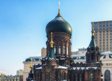 görünümü, St Sophia Rus Ortodoks Kilisesi Harbin Çin