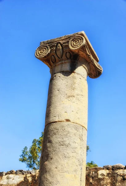 The ruins of the talmudic Synagogue at Katzrin Archaeological Pa — Stock Photo, Image