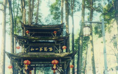 Taoist tapınakta Mount Qingcheng, Sichuan, Çin.