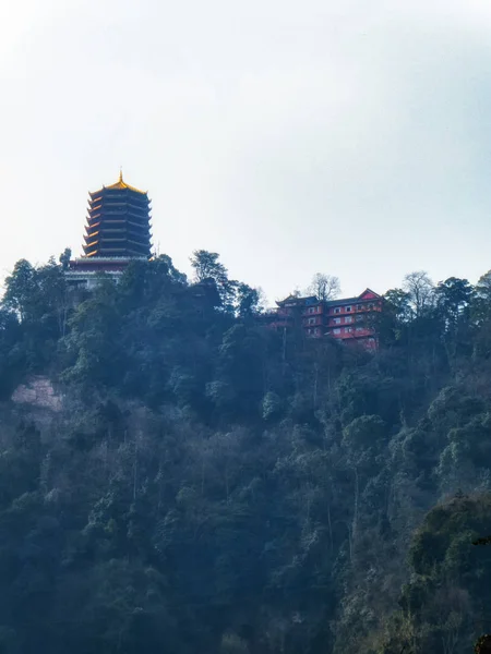 Laojun pavilon - csúcstalálkozó a Mount Qingcheng — Stock Fotó