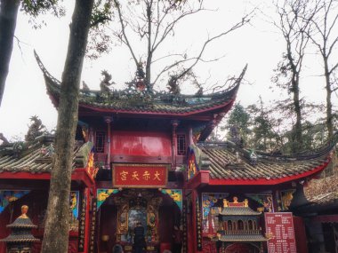 Ciyunge Pavilion Mount Qingcheng Shan yılında D şehrin üstüne