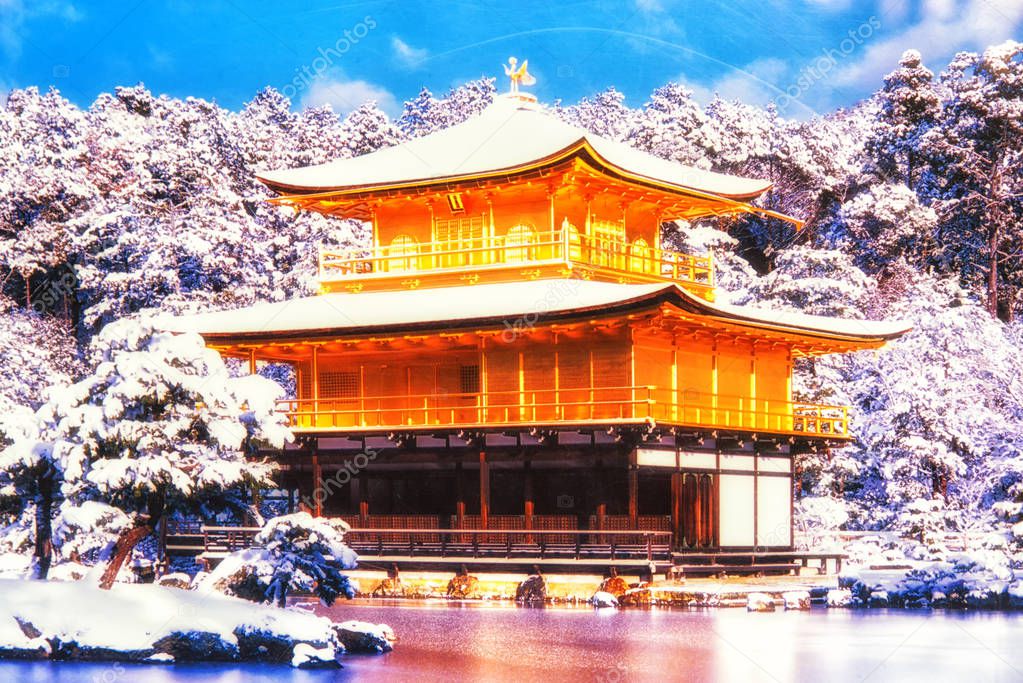 Kinkaku-ji, the Golden Pavilion, The famous buddhist temple in K