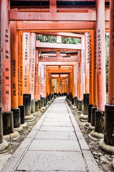 Fushimi inari taisha helgedom torii gates i kyoto, japan. — Stockfoto