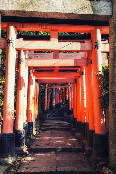 Den magnifika Torii Gates på Fushimi Inari Shrine — Stockfoto