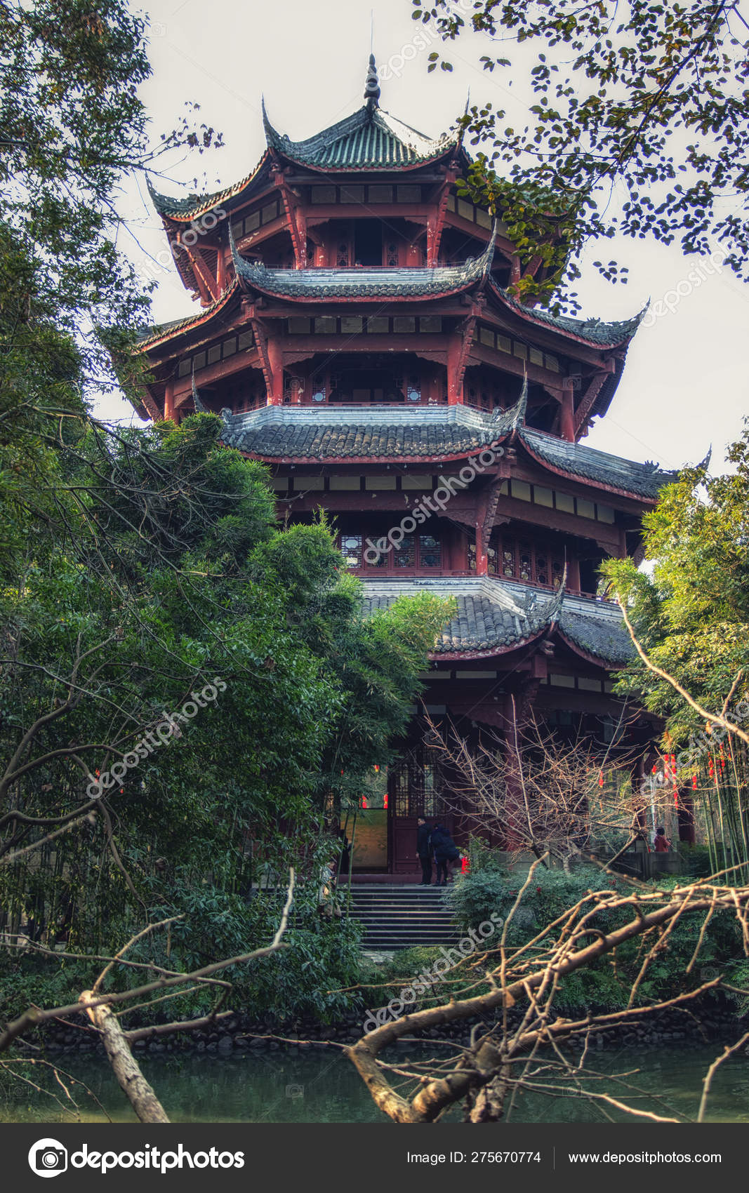 Pavillion At Dufu Thatched Cottage In Chengdu Stock Editorial