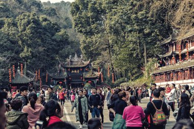 Taoist tapınakta Mount Qingcheng, Sichuan, Çin. 
