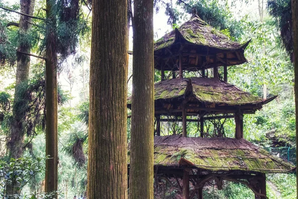 Pergola di legno al Monte Qingcheng, Cina — Foto Stock