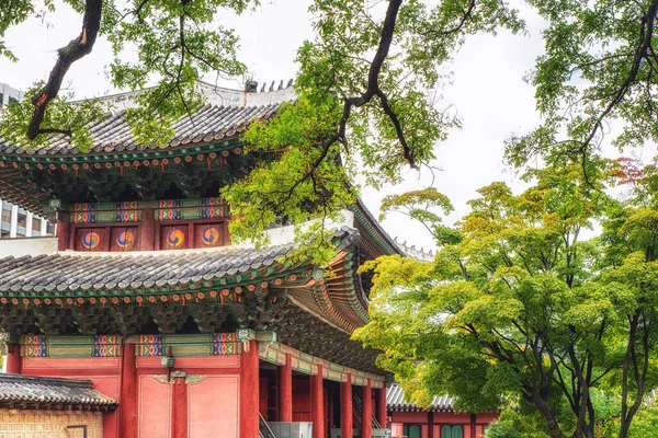 Detalles Uno Los Edificios Del Palacio Changdeokgung Seúl Corea Del — Foto de Stock