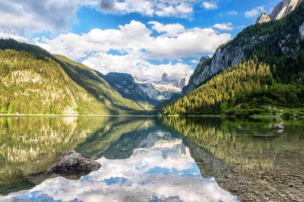 Vorderer Gosausee Gosauer See Dachsteingebirge Hintergrund Österreich — Stockfoto