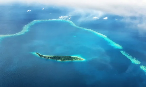 Fiji Pacific Island Aerial View Tropical Island And Coral Reef.