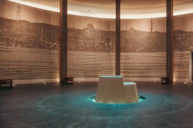 Hiroşima, Japonya - 9 Ağustos 2023: Hiroşima Ulusal Barış Anma Salonu