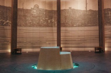 Hiroşima, Japonya - 9 Ağustos 2023: Hiroşima Ulusal Barış Anma Salonu