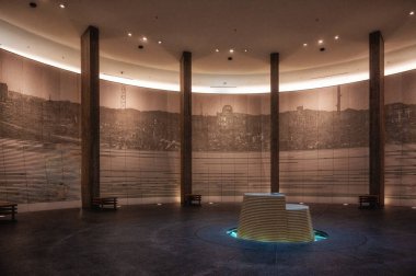 Hiroşima, Japonya - 9 Ağustos 2023: Hiroşima Ulusal Barış Anma Salonu