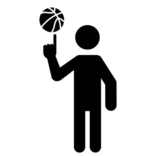 Baloncesto jugador de Spinning Ball con dedo — Vector de stock