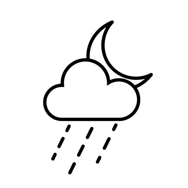 Cloud, Rain and Moon Icon Vector — Stock Vector