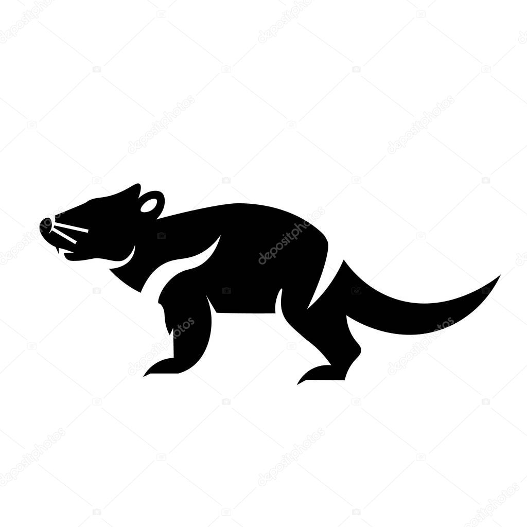 This vector image shows a tasmanian devil icon in glyph style. It is isolated on a white background.