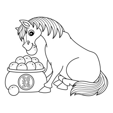 Mandarin 'lerle birlikte At Yılı' nın sevimli ve komik renkli sayfası. Çocuklar için saatlerce boyama eğlencesi sağlıyor. Bu sayfayı boyamak çok kolaydır. Küçük çocuklar ve yeni yürümeye başlayanlar için uygun.. 